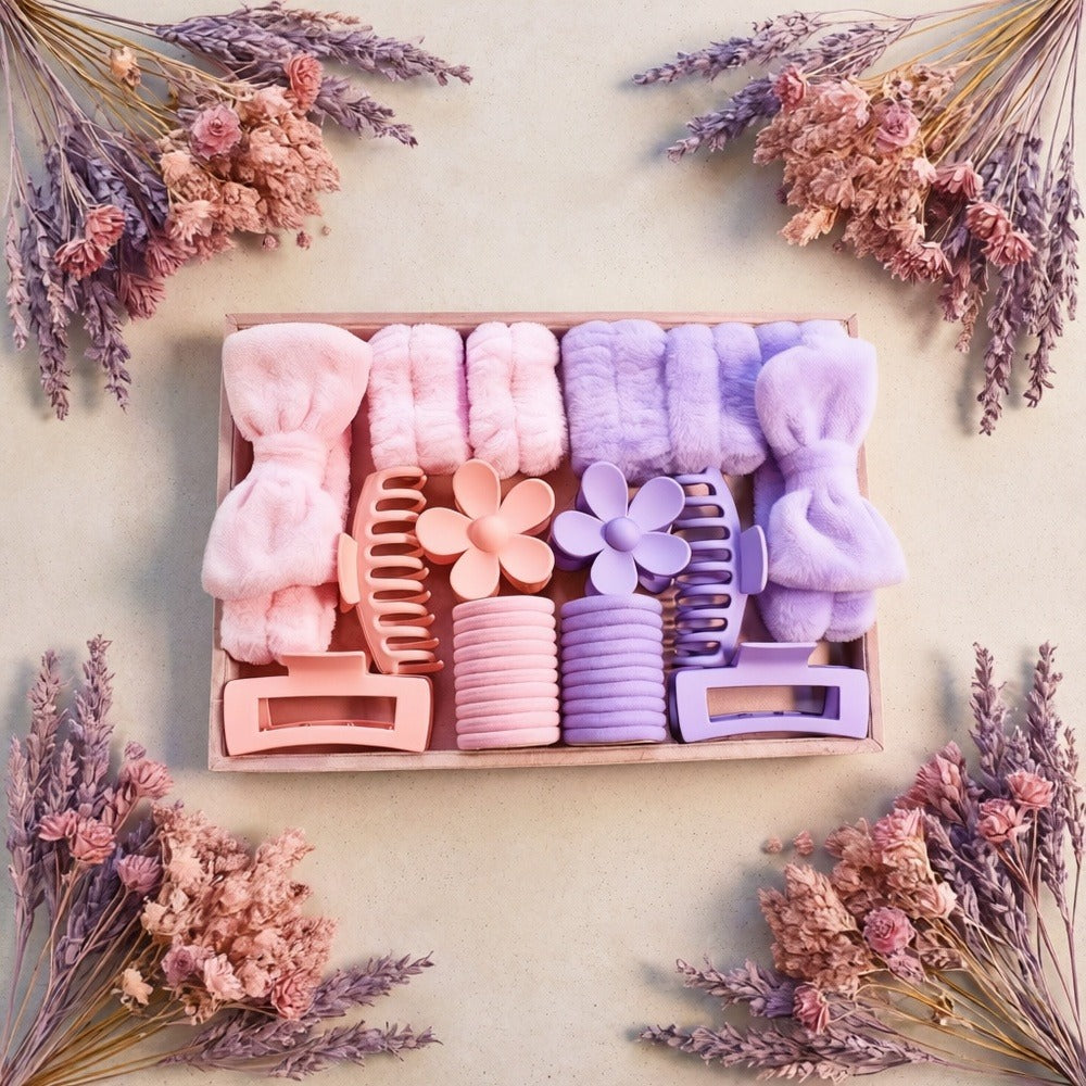 Hair Ties & Hair Accessories Sets - Bow & Clips Set for Women 32 Pack Cute Bow Scrunchies, Large Claw Clip - product detail