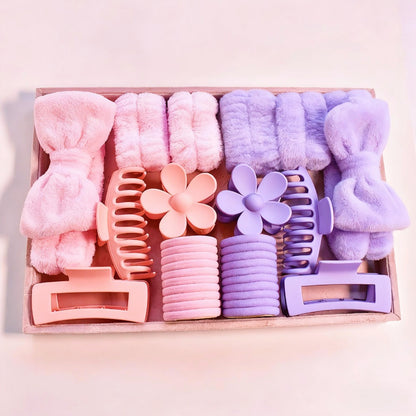 Hair Ties & Hair Accessories Sets - Bow & Clips Set for Women 32 Pack Cute Bow Scrunchies, Large Claw Clip - product detail