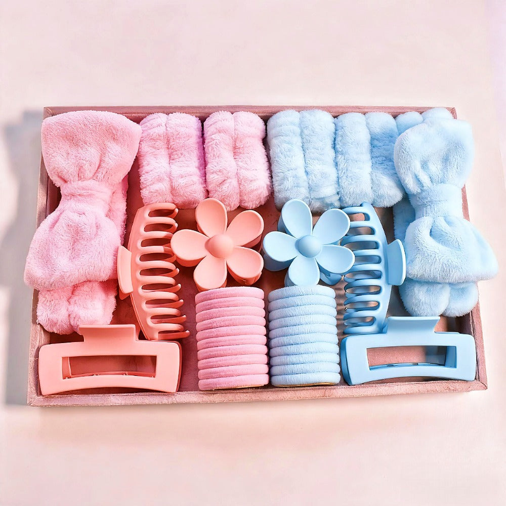Hair Ties & Hair Accessories Sets - Bow & Clips Set for Women 32 Pack Cute Bow Scrunchies, Large Claw Clip - product detail
