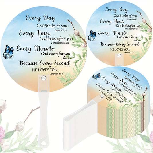 Hand Fans - Christian Church Handheld Bulk Religious Plastic with Handle for Church - main product view
