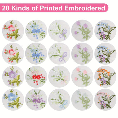 Handkerchief - for Women 20 Pack Floral Embroidered White Lace Edge Cotton 11 Inch - product detail view 2