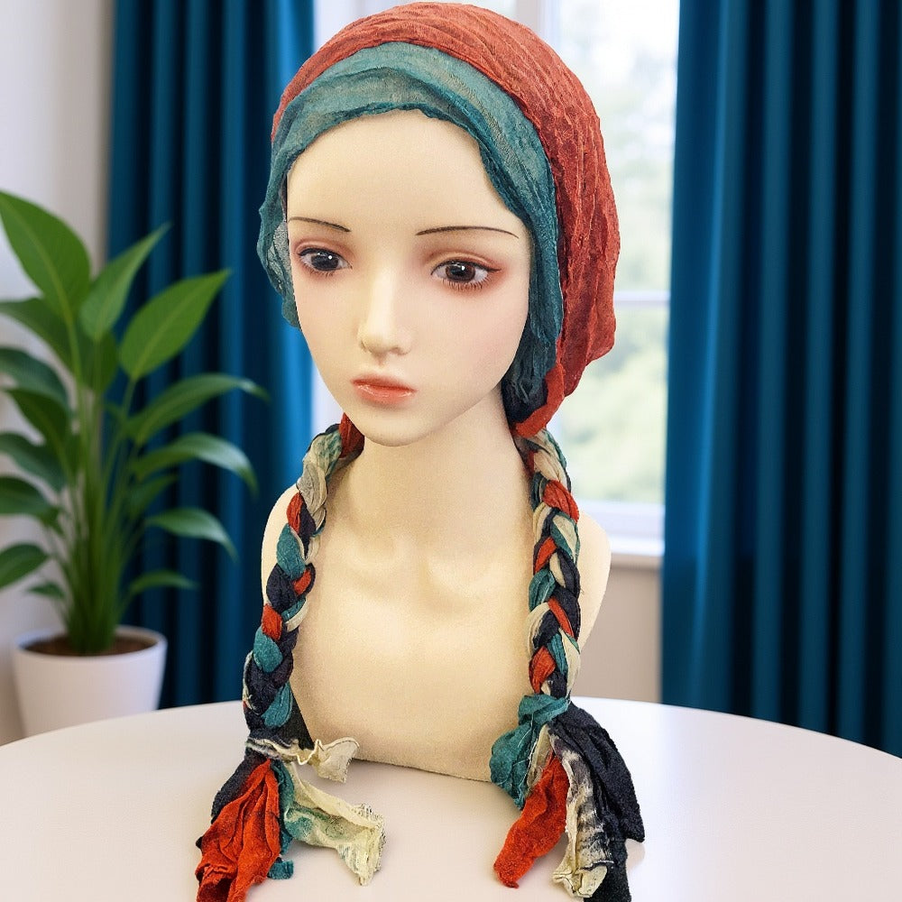 Hats & Beanies - Braided Turban Hat for Women Lightweight Multicolor Knit Head Wrap, Retro - product detail view 8