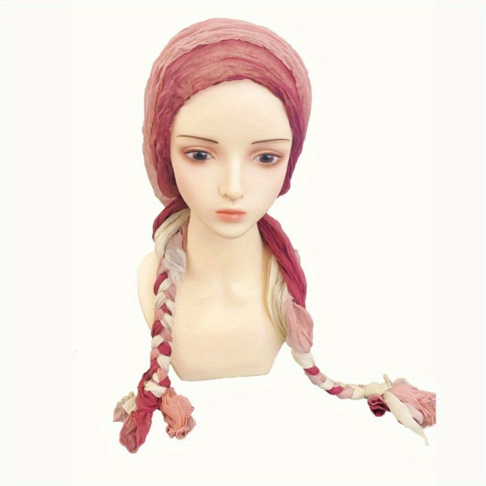 Hats & Beanies - Braided Turban Hat for Women Lightweight Multicolor Knit Head Wrap, Retro - product detail view 11
