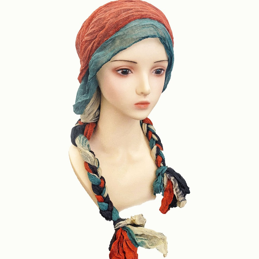 Hats & Beanies - Braided Turban Hat for Women Lightweight Multicolor Knit Head Wrap, Retro - product detail view 15