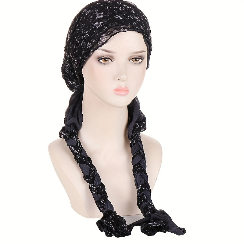 Hats & Beanies - Braided Turban Hat for Women Lightweight Multicolor Knit Head Wrap, Retro - product detail view 18
