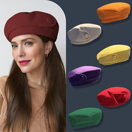 Hats - Denim Beret Hat Women Octagonal Shape Large Head Circumference Lightweight - main product view