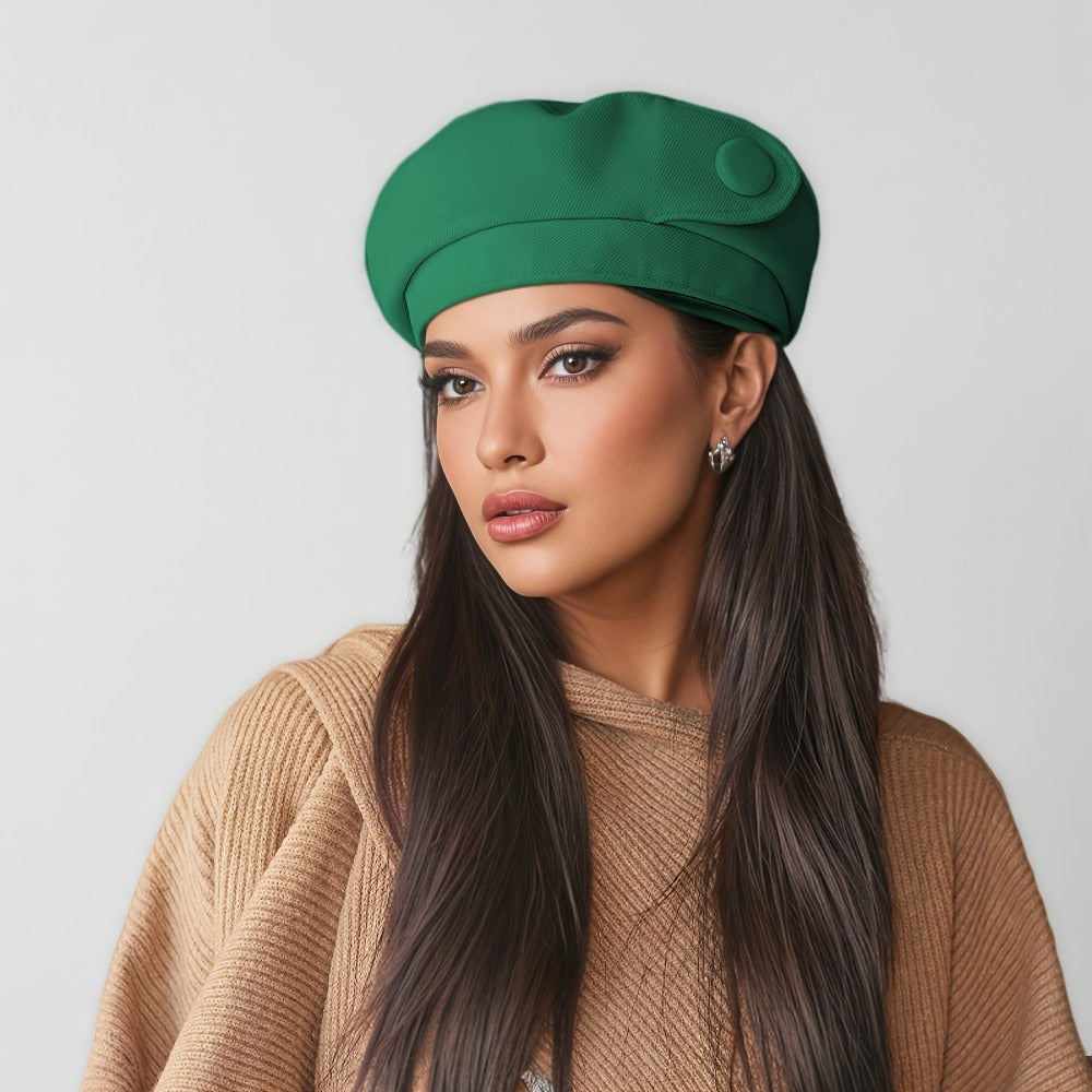 Hats - Denim Beret Hat Women Octagonal Shape Large Head Circumference Lightweight - product detail view 5