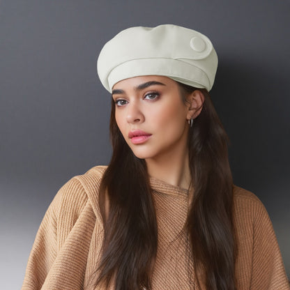 Hats - Denim Beret Hat Women Octagonal Shape Large Head Circumference Lightweight - product detail view 6