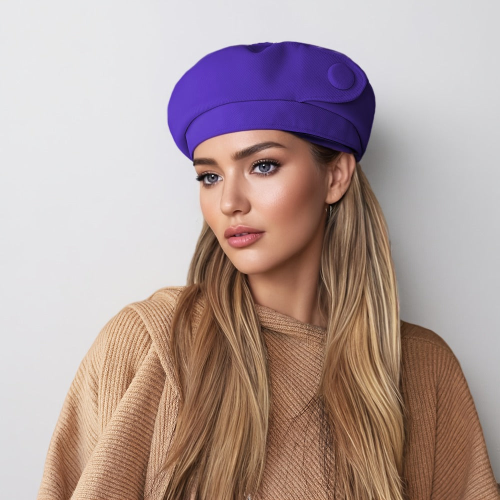 Hats - Denim Beret Hat Women Octagonal Shape Large Head Circumference Lightweight - product detail view 8