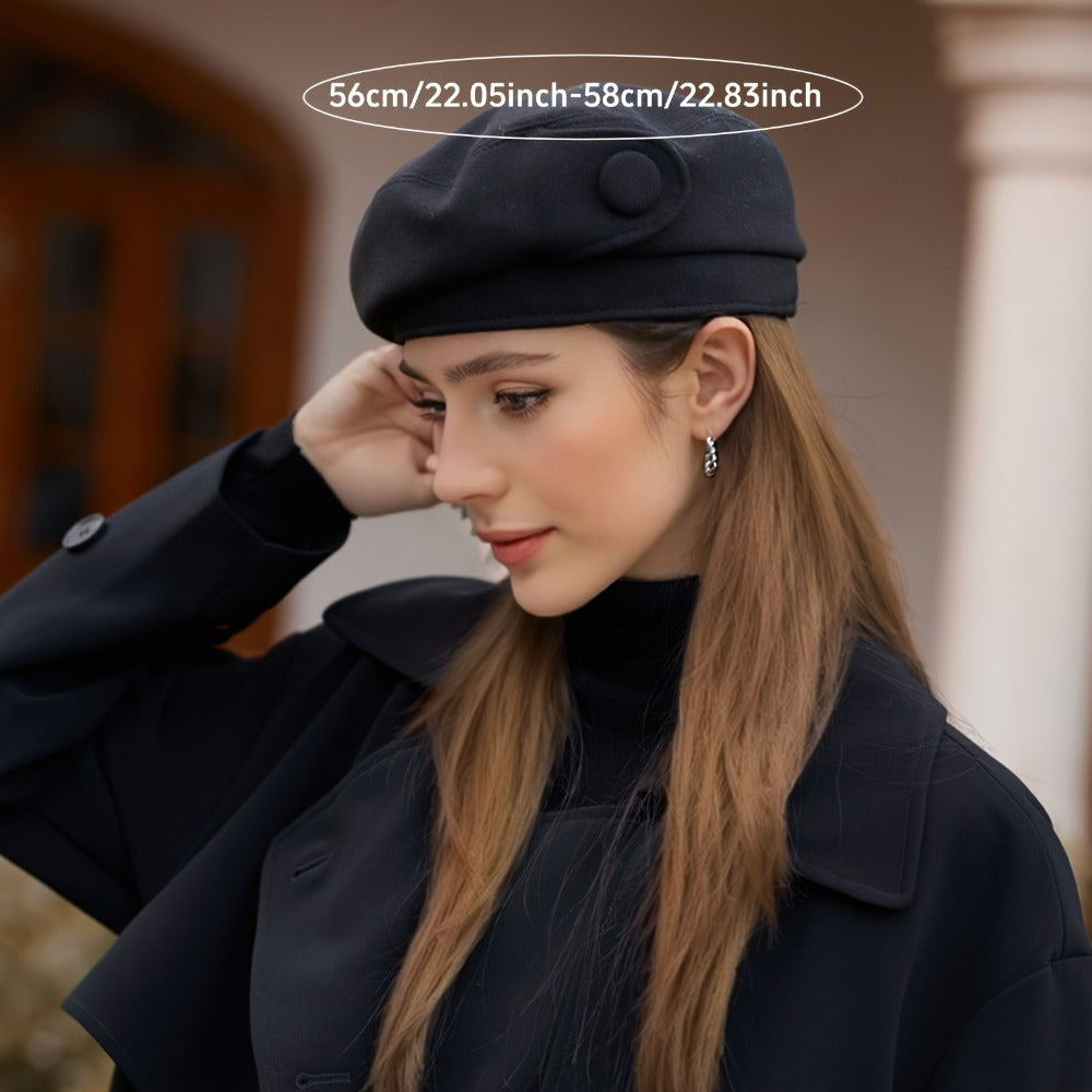 Hats - Denim Beret Hat Women Octagonal Shape Large Head Circumference Lightweight - product detail view 10