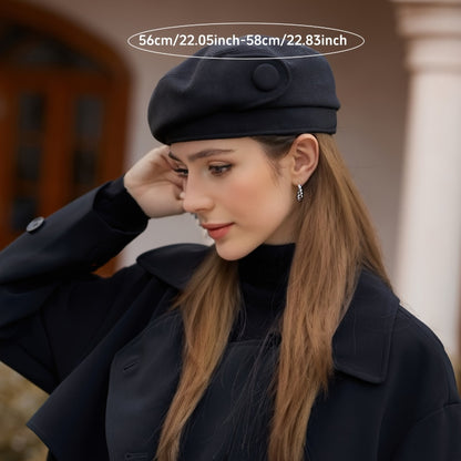 Hats - Denim Beret Hat Women Octagonal Shape Large Head Circumference Lightweight - product detail view 10