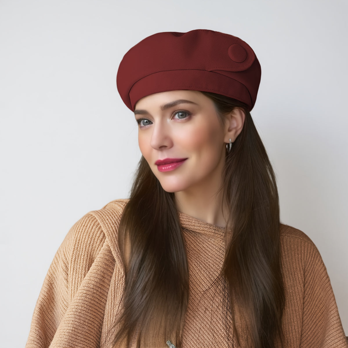 Hats - Denim Beret Hat Women Octagonal Shape Large Head Circumference Lightweight - product detail view 11