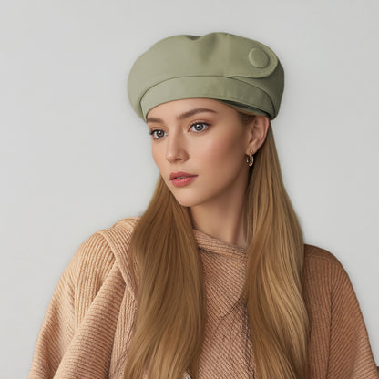 Hats - Denim Beret Hat Women Octagonal Shape Large Head Circumference Lightweight - product detail view 13