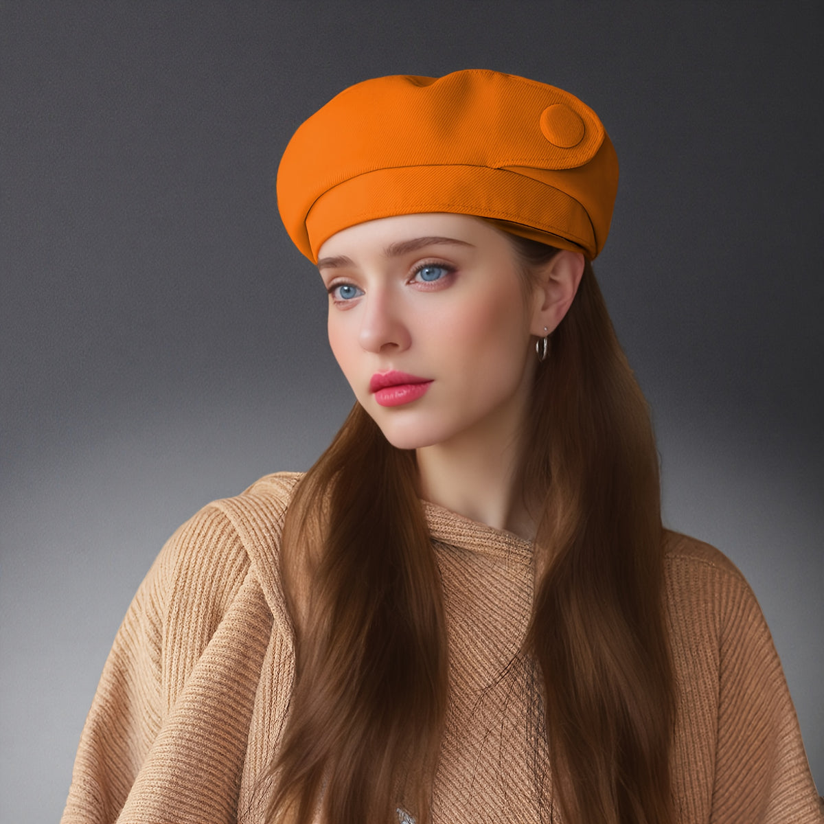 Hats - Denim Beret Hat Women Octagonal Shape Large Head Circumference Lightweight - product detail view 15