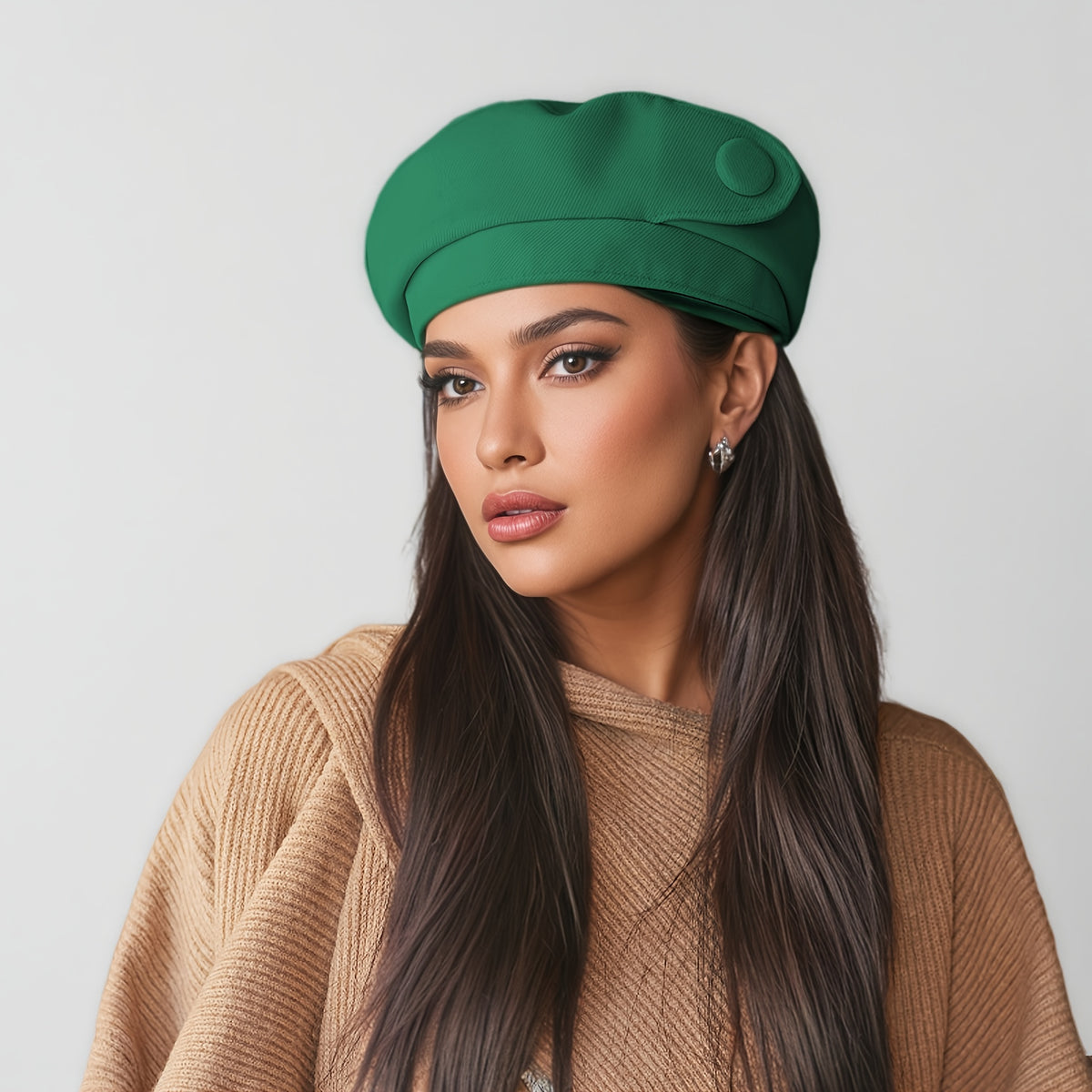 Hats - Denim Beret Hat Women Octagonal Shape Large Head Circumference Lightweight - product detail view 16