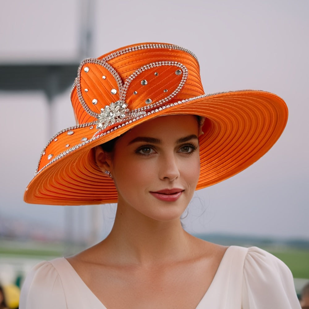 Hats - Handmade Ladies Church Hat - Elegant Decorated Women Fascinator Hat for - product detail view 6