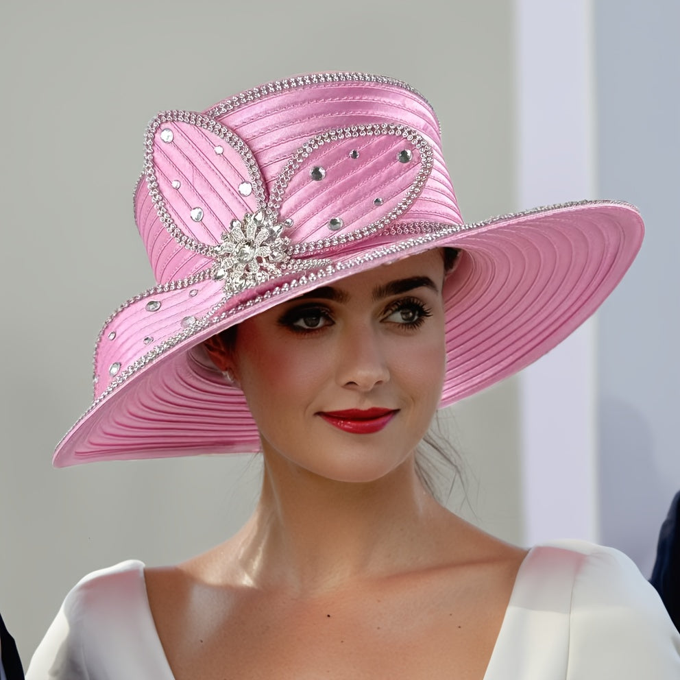 Hats - Handmade Ladies Church Hat - Elegant Decorated Women Fascinator Hat for - product detail view 16