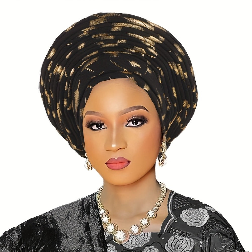 Head Wrap - African Headscarf Hat with Braided Crown for Women Multi-Layered Gele for - product detail view 8