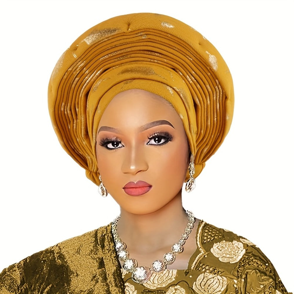 Head Wrap - African Headscarf Hat with Braided Crown for Women Multi-Layered Gele for - product detail view 10