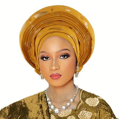Head Wrap - African Headscarf Hat with Braided Crown for Women Multi-Layered Gele for - product detail view 10