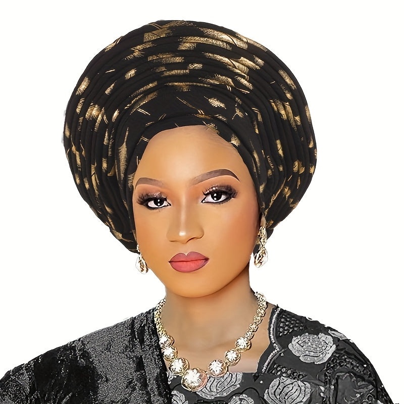 Head Wrap - African Headscarf Hat with Braided Crown for Women Multi-Layered Gele for - product detail view 14