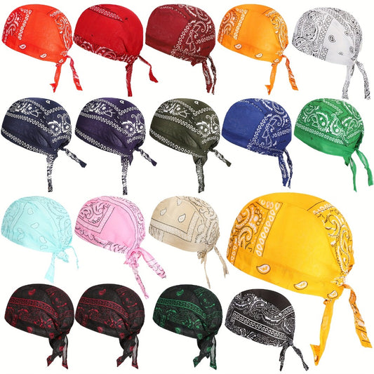 Head Wraps - Do Rag Skull Cap 18 Pack Paisley Pattern Bandanna Biker Wrap - Quick - main product view