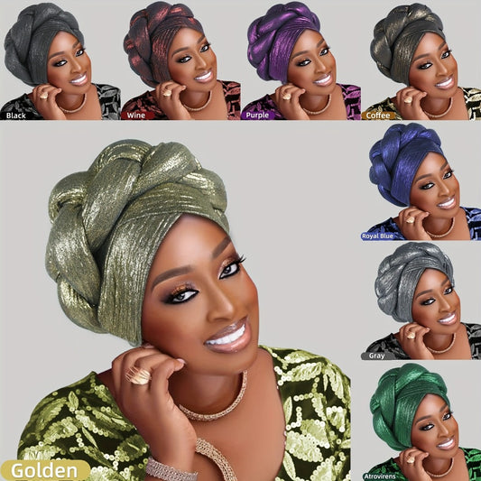 Head Wraps - Headscarf Hat Women African Muslim Braided Ethnic Pullover - Side Thick - main product view