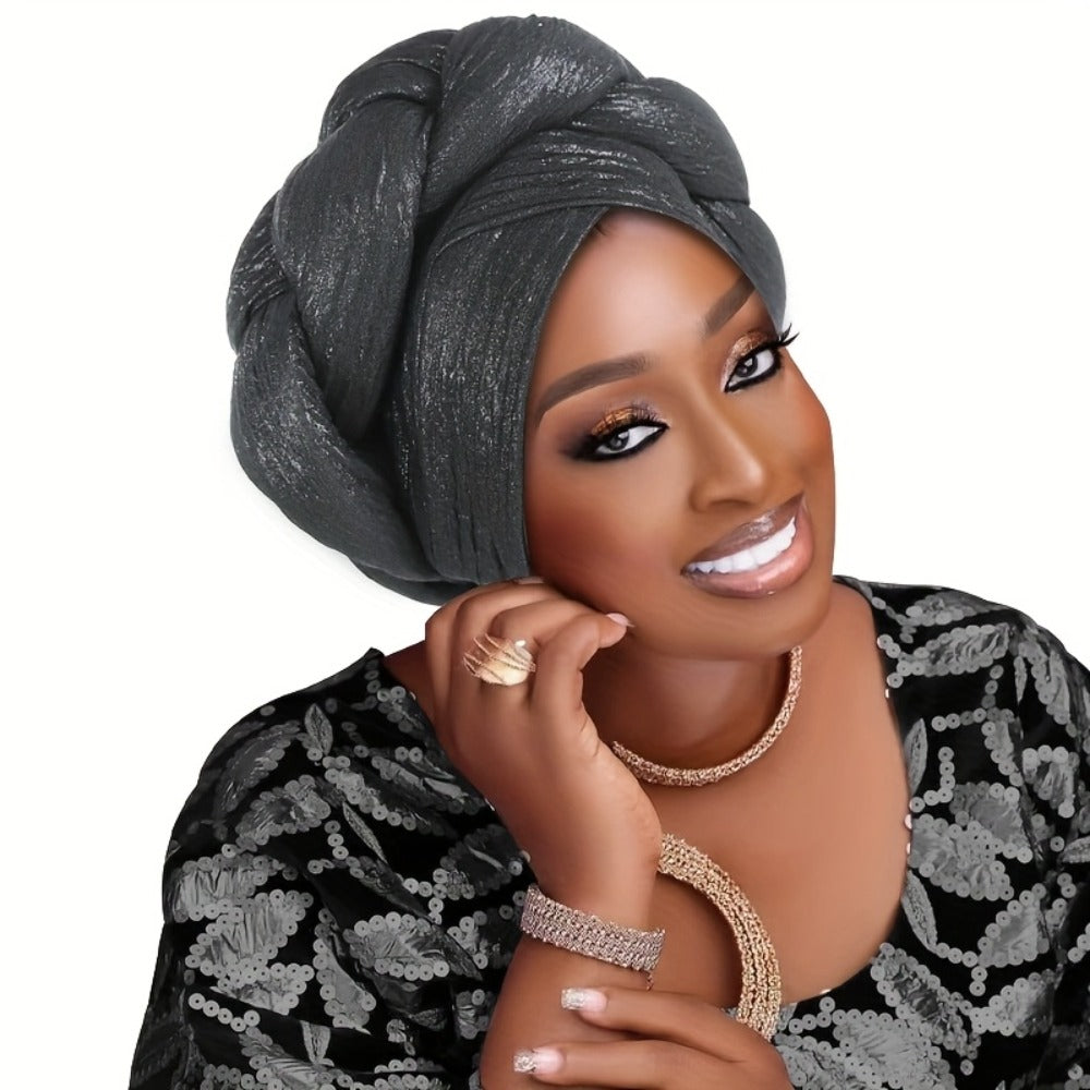 Head Wraps - Headscarf Hat Women African Muslim Braided Ethnic Pullover - Side Thick - product detail view 3