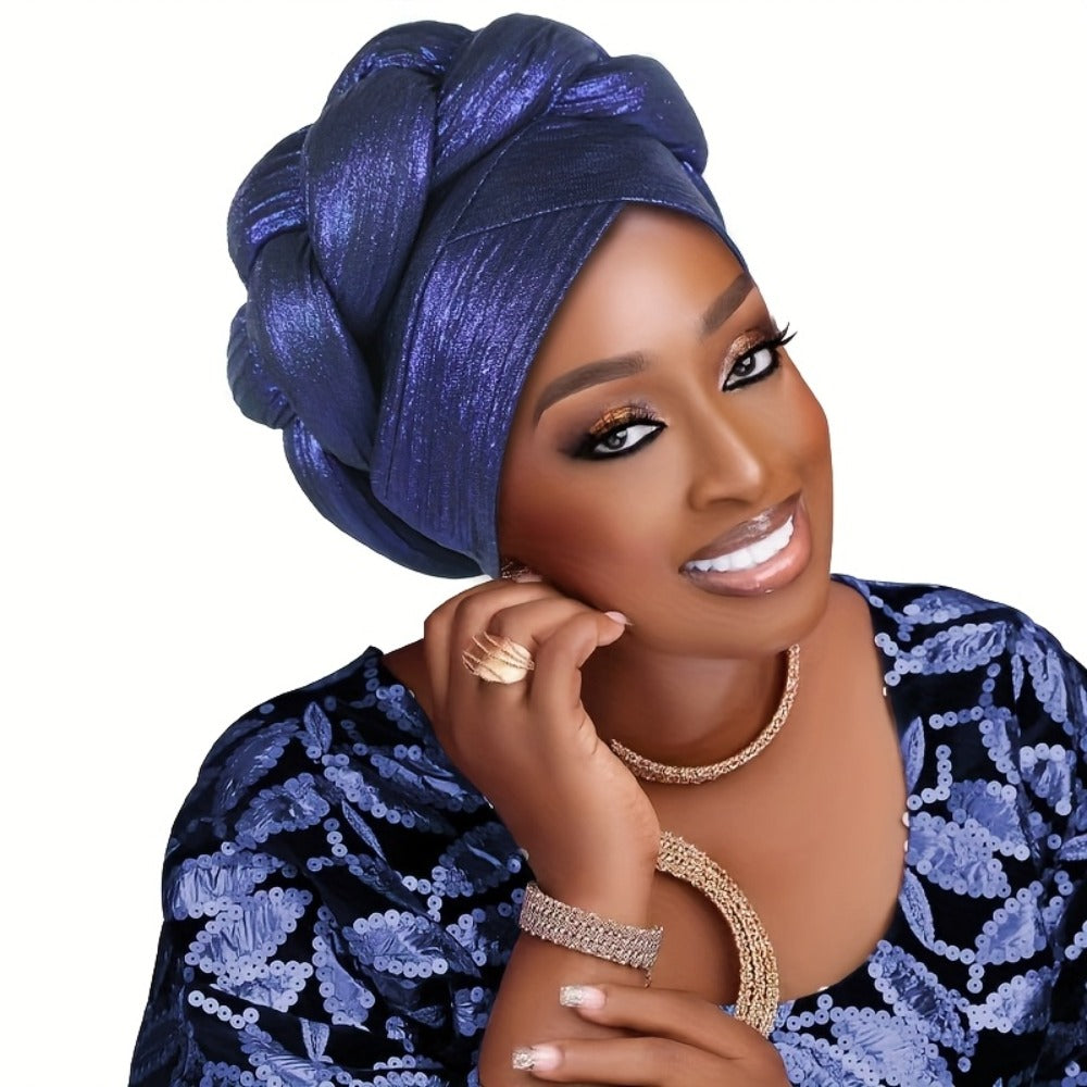 Head Wraps - Headscarf Hat Women African Muslim Braided Ethnic Pullover - Side Thick - product detail view 4