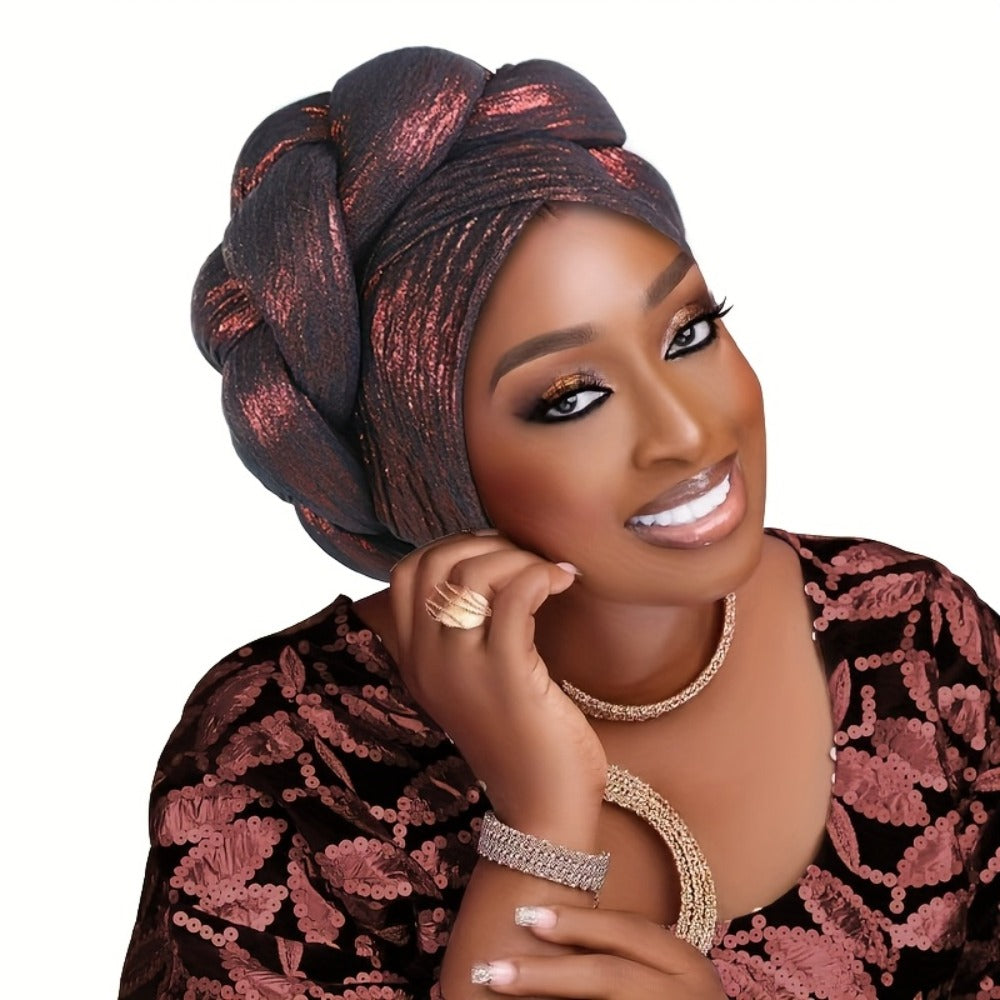 Head Wraps - Headscarf Hat Women African Muslim Braided Ethnic Pullover - Side Thick - product detail view 5