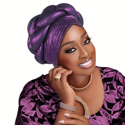 Head Wraps - Headscarf Hat Women African Muslim Braided Ethnic Pullover - Side Thick - product detail view 9
