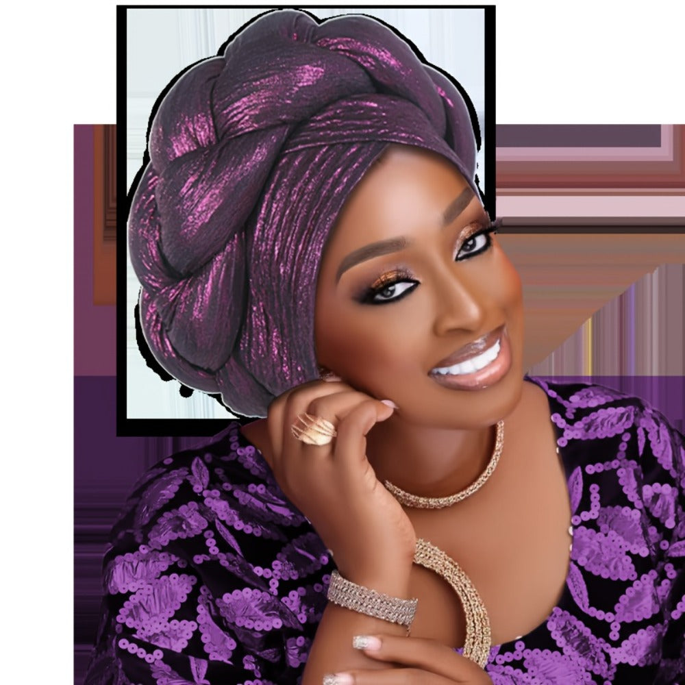 Head Wraps - Headscarf Hat Women African Muslim Braided Ethnic Pullover - Side Thick - product detail view 11