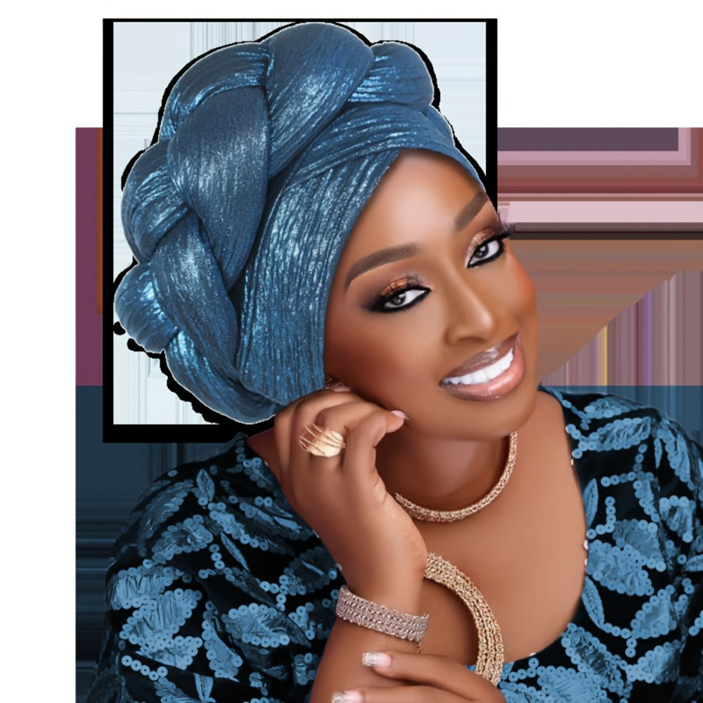 Head Wraps - Headscarf Hat Women African Muslim Braided Ethnic Pullover - Side Thick - product detail view 12