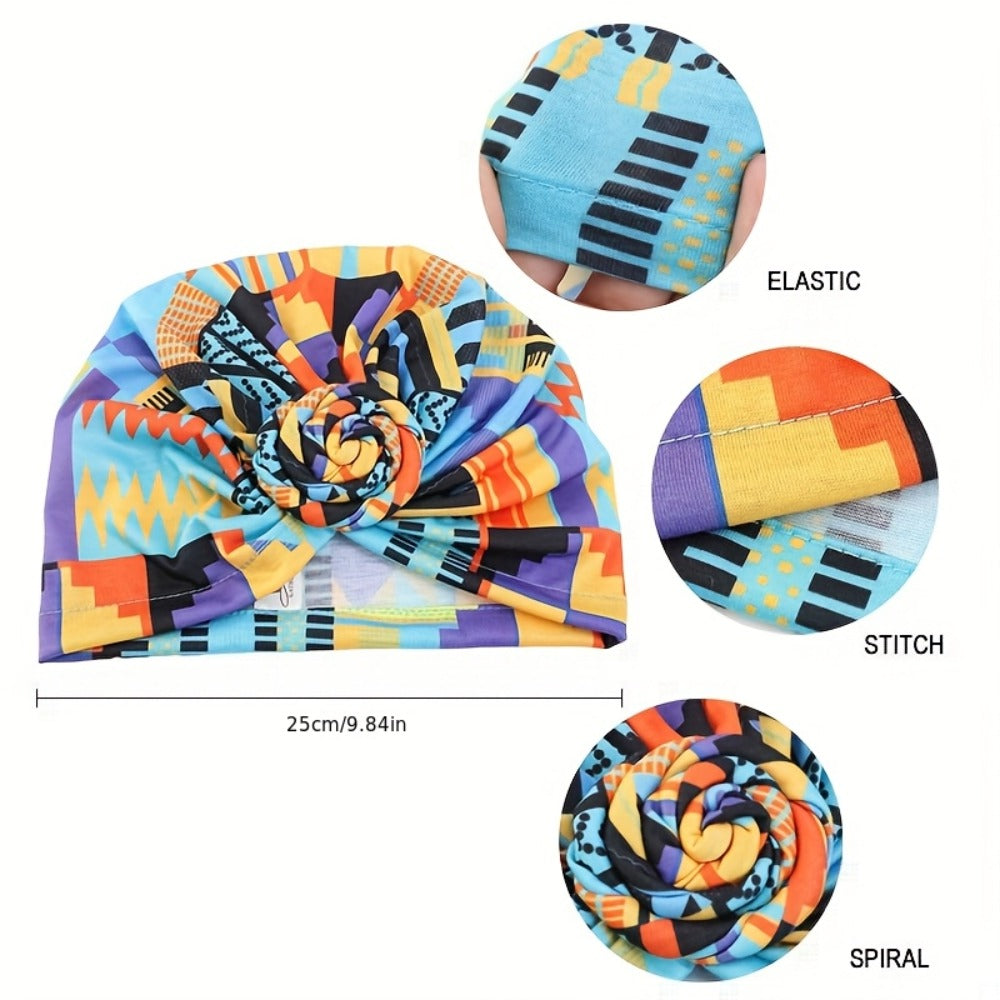 Head Wraps & Turbans - African Wrap for Women 5pcs Pre-Knotted Turban Bohemian Multicolor Knot - product detail view 4