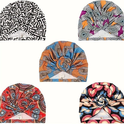 Head Wraps & Turbans - African Wrap for Women 5pcs Pre-Knotted Turban Bohemian Multicolor Knot - product detail view 8