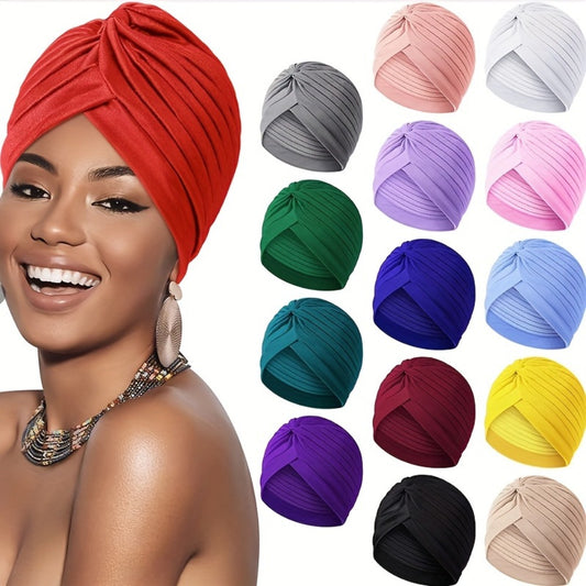 Head Wraps & Turbans - Turban for Women 15pcs Bohemian Pleated Pre-Tied Twisted Headband Set Soft - main product view