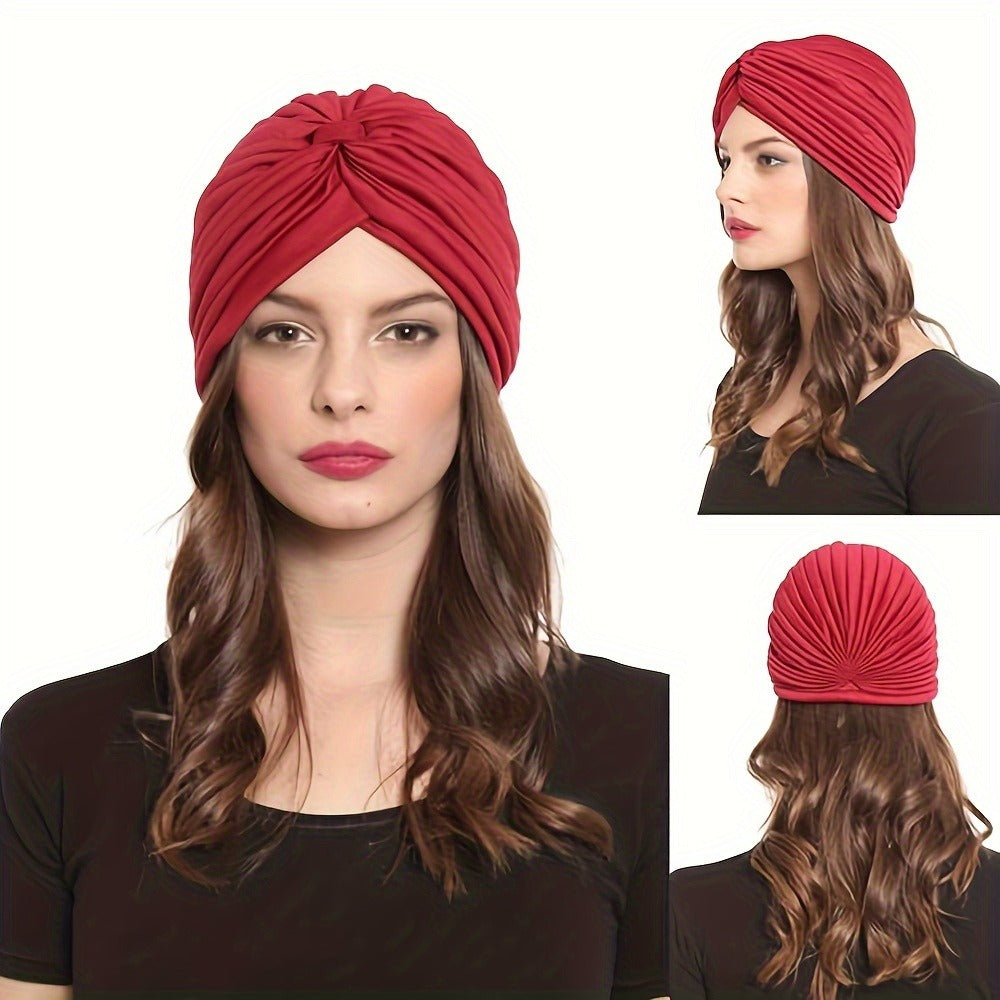 Head Wraps & Turbans - Turban for Women 15pcs Bohemian Pleated Pre-Tied Twisted Headband Set Soft - product detail view 2