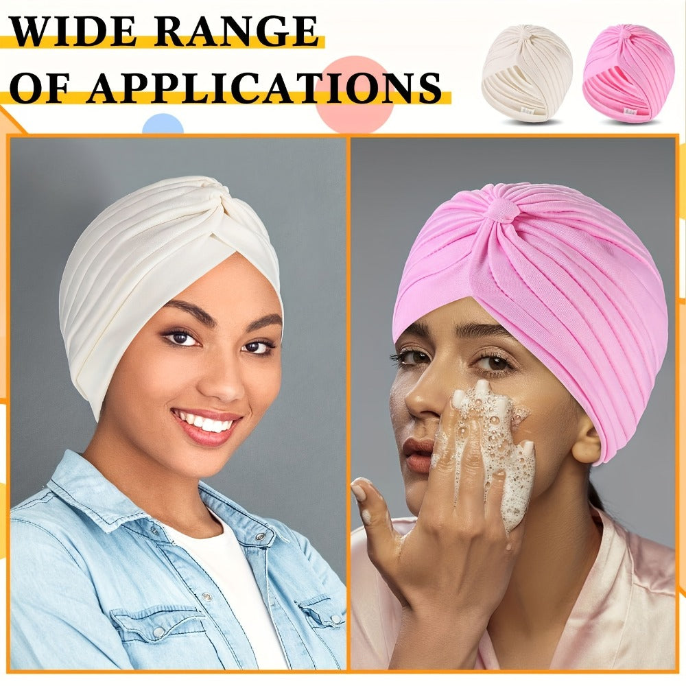 Head Wraps & Turbans - Turban for Women 15pcs Bohemian Pleated Pre-Tied Twisted Headband Set Soft - product detail view 9