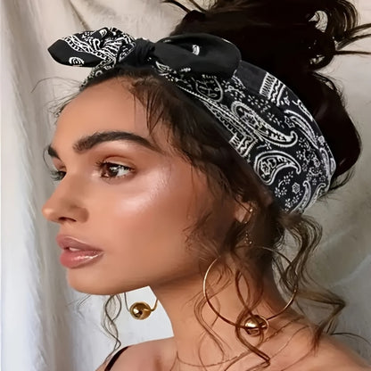 Headband for Women - for 6 Pack Bohemian Cashew Flower Bow Elastic Sports Headscarf Loose Boho - product detail view 5