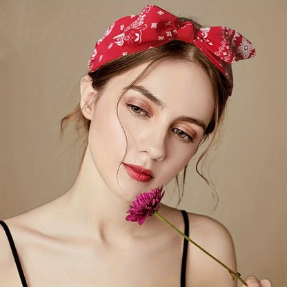 Headband for Women - for 6 Pack Bohemian Cashew Flower Bow Elastic Sports Headscarf Loose Boho - product detail view 7