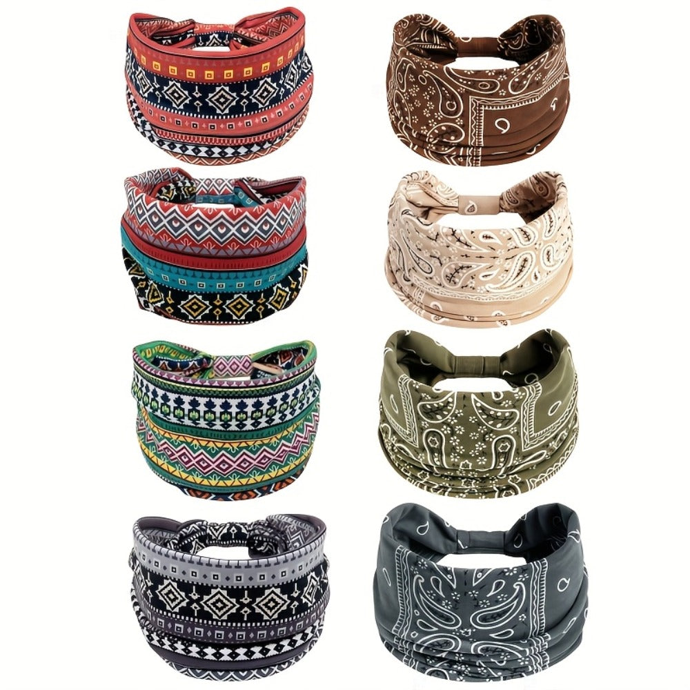 Headband for Women - for 8 Pack Wide African Turban Knot Elastic Hair Band Luxury Anti-Slip - product detail view 2