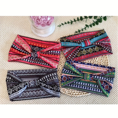 Headband for Women - for 8 Pack Wide African Turban Knot Elastic Hair Band Luxury Anti-Slip - product detail view 5