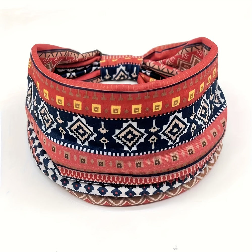 Headband for Women - for 8 Pack Wide African Turban Knot Elastic Hair Band Luxury Anti-Slip - product detail view 7