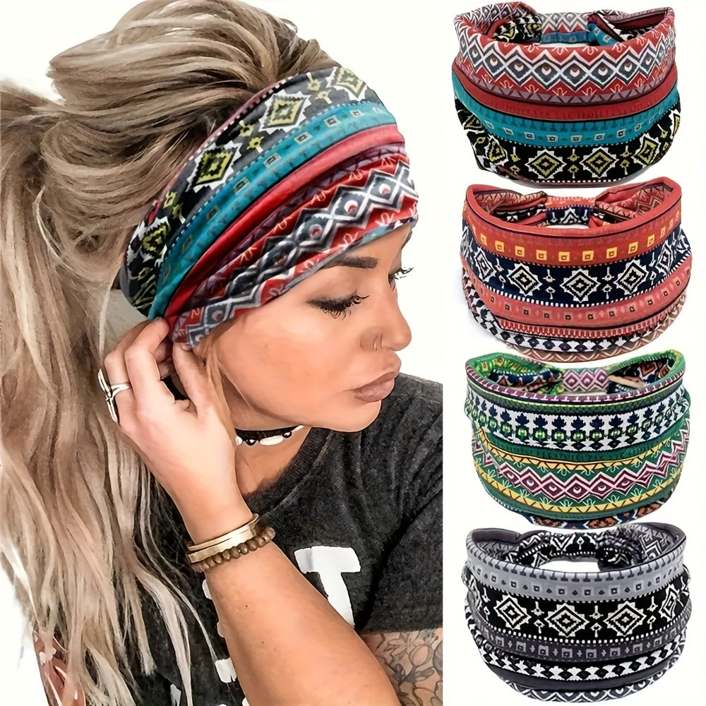 Headband for Women - for 8 Pack Wide African Turban Knot Elastic Hair Band Luxury Anti-Slip - product detail view 9