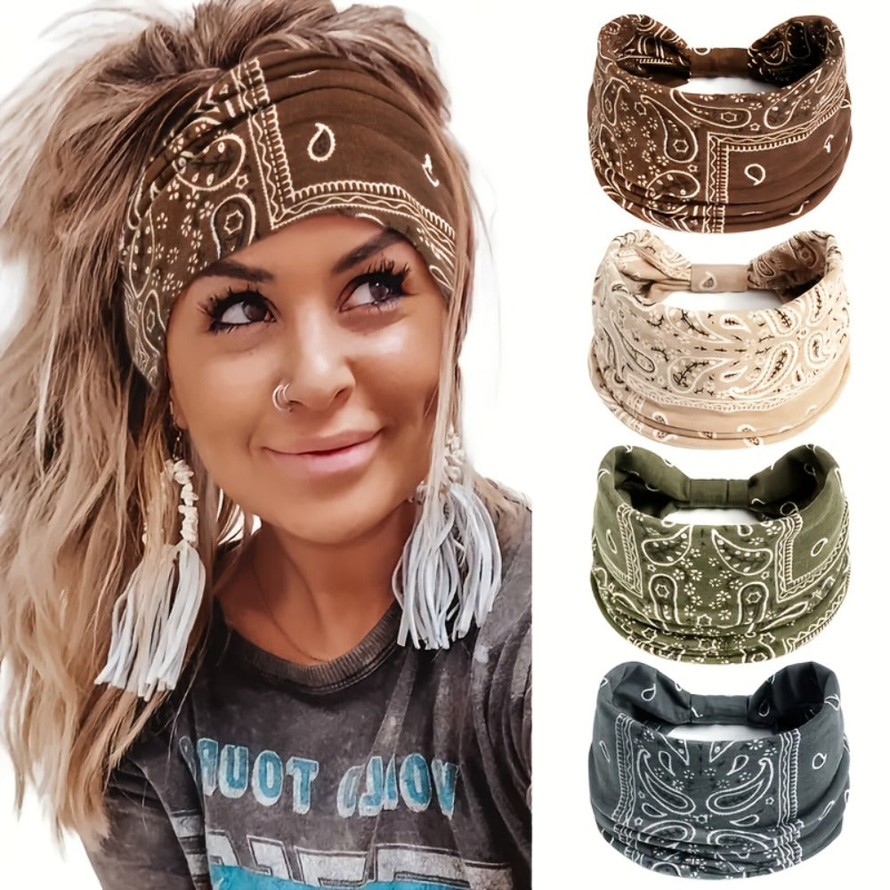 Headband for Women - for 8 Pack Wide African Turban Knot Elastic Hair Band Luxury Anti-Slip - product detail view 14