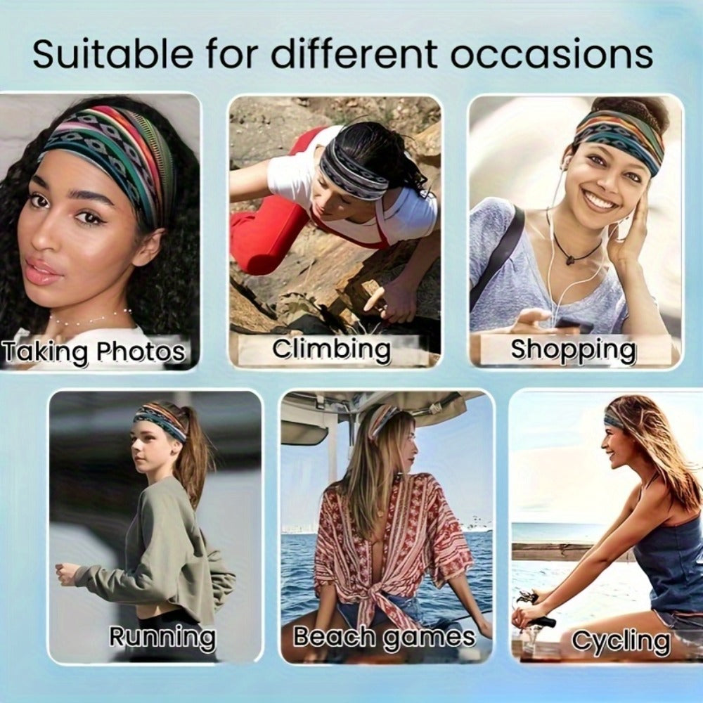 Headband for Women - for 8 Pack Wide African Turban Knot Elastic Hair Band Luxury Anti-Slip - product detail view 16