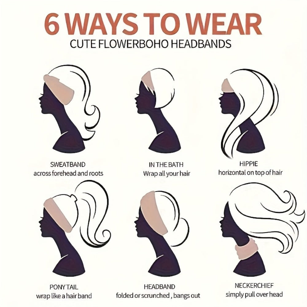 Headband for Women - for 8 Pack Wide African Turban Knot Elastic Hair Band Luxury Anti-Slip - product detail view 17