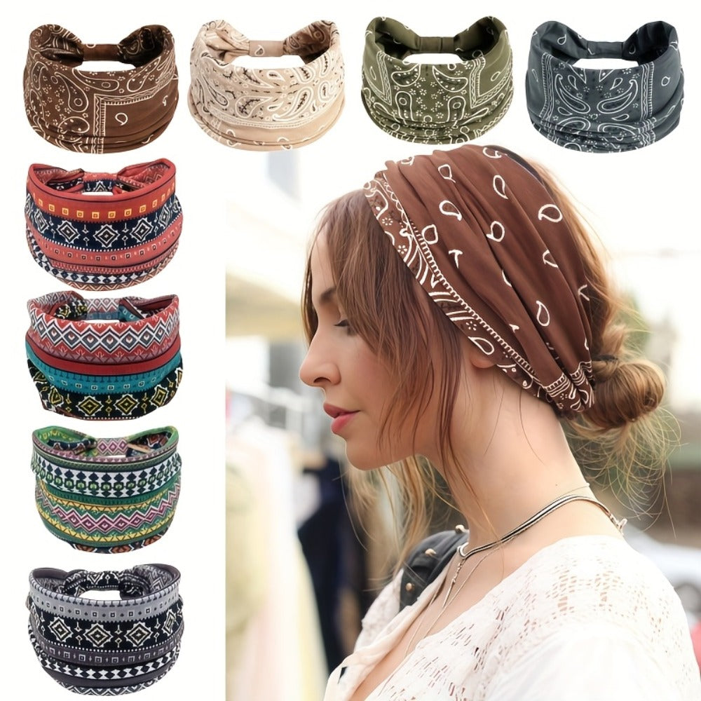 Headband for Women - for 8 Pack Wide African Turban Knot Elastic Hair Band Luxury Anti-Slip - product detail view 19