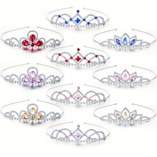 Headband for Women - Girls Princess Rhinestone Crown 10pcs - Colorful Crystal Tiara Set for - main product view
