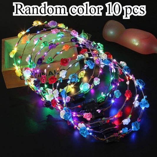 Headband for Women - LED Flower Crown Headdress Bulk Pack Glow in the Dark Light Up Floral - main product view